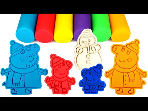 Learn Colors with Peppa Pig's Family Winter Theme Molds and Play Doh