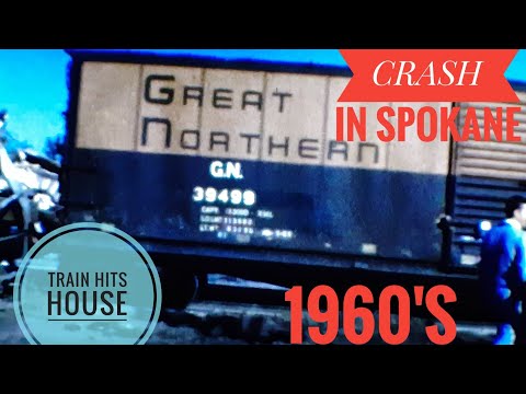Vintage 1960's Home Film Footage of GNR Train Crash in Spokane, Washington