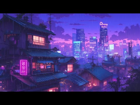 Raining in Japanese Town Ambience ☔ Chill Lofi Hip Hop Beats To Relax / Study To
