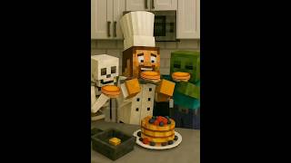 Steve The Chef Made Pancakes 🥞 for a Zombie and Skeleton in Minecraft... 😂🍽️