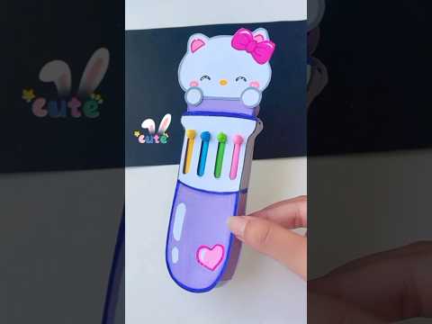 (4 in 1) DIY Hello Kitty coloring pen🖊️ #shorts #love #diy #craft #tonniartandcraft #art