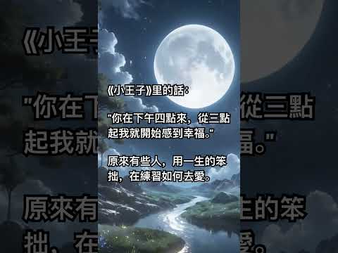 《小王子》里的話： "你在下午四點來，從三點起我就開始感到幸福。" 原來有些人，用一生的笨拙，在練習如何去愛。