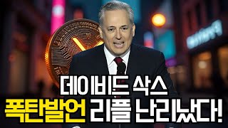 리플 엑스알피 미 암호화폐 총괄 책임자 데이비드 삭스의 충격발언! 난리났다!