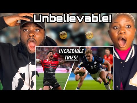 Couple Reacts to 32 Great Rugby Tries Impossible to Forget!