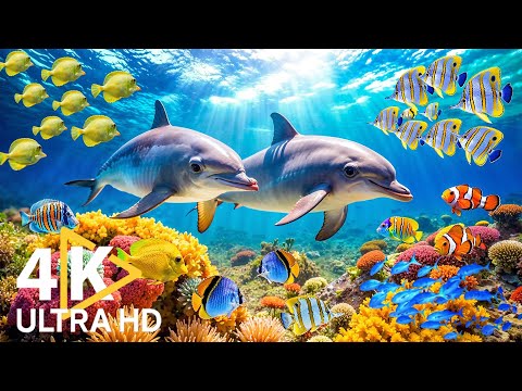 Ocean World 4K - Scenic Sea Wildlife Film With Calming Music, Sea Animals for Relaxation