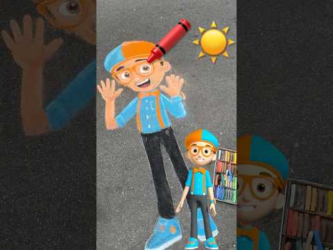 DIY a Blippi Chalk 🖍️Masterpiece! ☀️Outdoor Crafts for Kids! #blippi #shorts