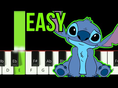 Lilo & Stitch Theme song VERY EASY piano tutorial (Hawaiian Roller Coaster Ride)