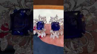 Ceylon Sapphire Earrings, 20.60 Carats