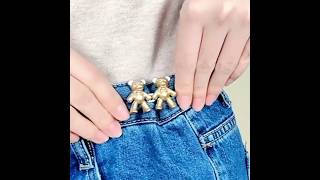 Teddy Bear Metal Jeans Button Hack | Instantly Tighten Loose Jeans Without Sewing! #ytshorts #diy
