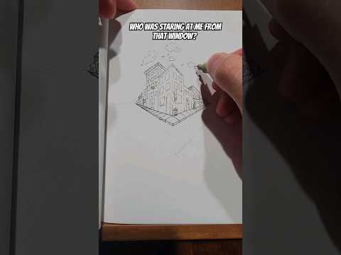 Pen Sketch in 3-Point Perspective  #penart #shorts #drawingpractice #perspectivedrawing #building