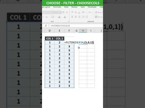 CHOOSE FILTER CHOOSECOLS Trick #shorts #viral #tutorial #education #excel