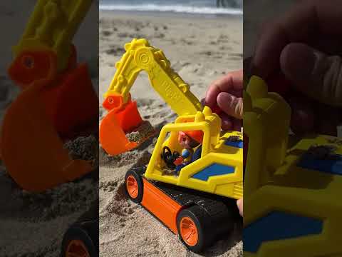 Let's Build a Sandcastle 🏖️😎with Excavator TOYS! Blippi Beach Day! #shorts