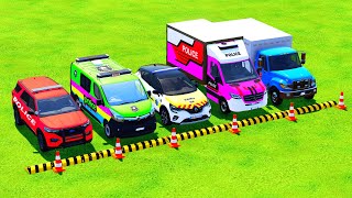 Giant Police Car vs Sports Cars Road Rage: Part 2 of the Ultimate Battle! Hero Cars Episode - FS22