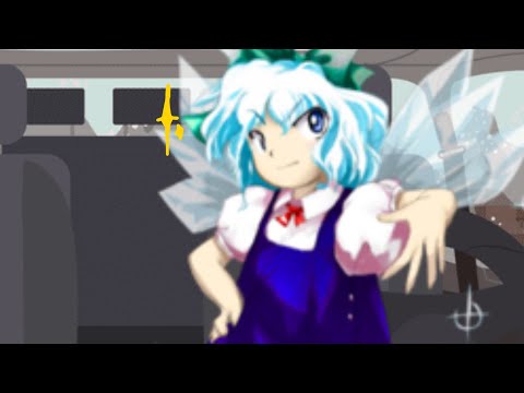 Cirno drives a car