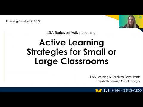 Intentional Planning for Active Learning  -  Learning Activities for Small or Large Classrooms