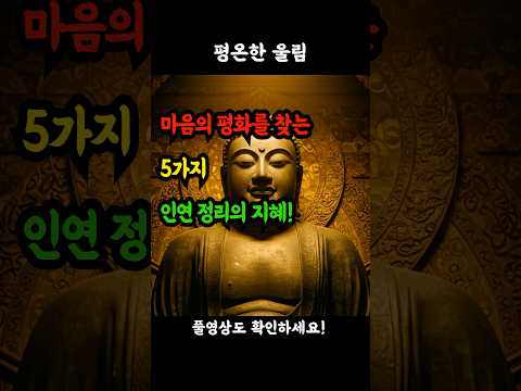 마음의 평화를 찾는 5가지 인연 정리의 지혜! #인연 #인연의법칙 #관계의지혜 #인연놓기 #마음정리 #불교지혜 #인생후반기 #시니어지혜 #마음의평화 #인연정리 #노년행복 #부처님