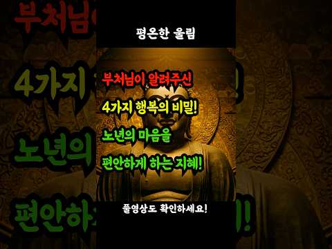 부처님이 알려주신 4가지 행복의 비밀, 노년의 마음을 편안하게 하는 지혜! #부처님말씀 #마음의평화 #불교지혜 #마음다스리기 #노년행복 #불교명언 #마음수행 #시니어명상 #인생