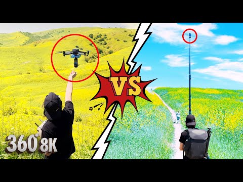 Floating Above Wildflowers in 8K 360° – Insta360 X5 Drone vs Pole