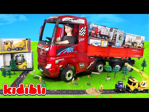 Maszyny budowlane: Ciężarówki, Walce Drogowe, Bagger i Krany 🚧 Edukacyjne Filmy dla Dzieci | Kidibli