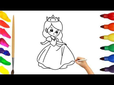 How To Draw A Cute Princess Drawing, Painting & Coloring For Kids and Toddlers_🌈🎨👸