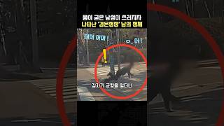 몸이 굳은 남성이 쓰러지자, 갑자기 누군가 차에서 뛰쳐내렸다