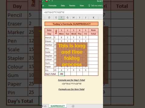 Excel SUMPRODUCT Formula