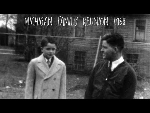 Vintage 1938 Black & White Film Footage of American Family Reunion in Michigan