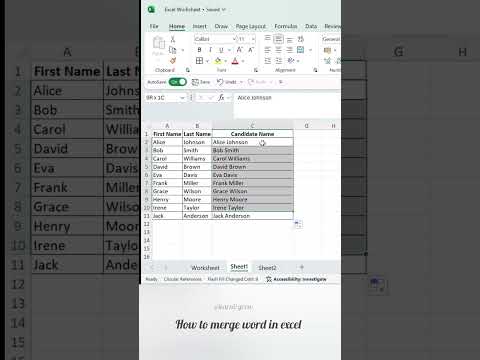merge words #merge #excel #exceltutorial #tipsandtricks #spreadsheet #names