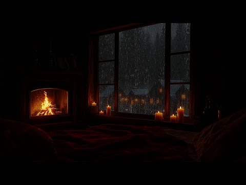 Immerse Yourself in Sounds of Forest Rain🌧️ Escape with Fireplace Sounds & Rain on Window for Relax