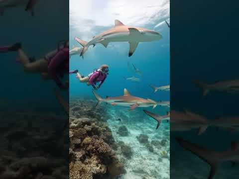 Dangerous swimming with shark #dangerous #swimming #sharks #world