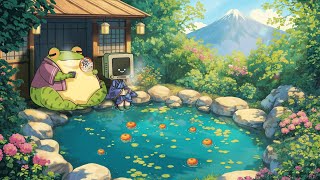 🌸 Peaceful Soak in a Japanese Onsen | Chill Lofi Vibes with 🐸📺 – Aesthetic Lofi