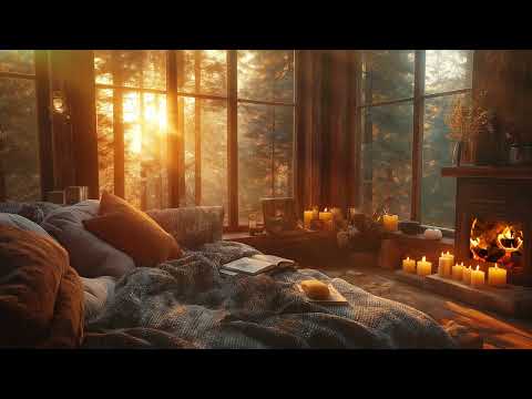 Warm Fireplace & Gentle Piano  Cozy Autumn Night Ambience for Deep Relaxation & Sleep