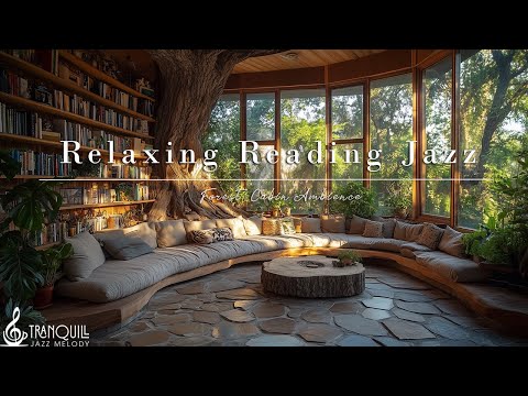 Cozy Wooden House & Jazz Relaxing Music | Forest Tranquil Jazz For Reading  With Nature Therapy