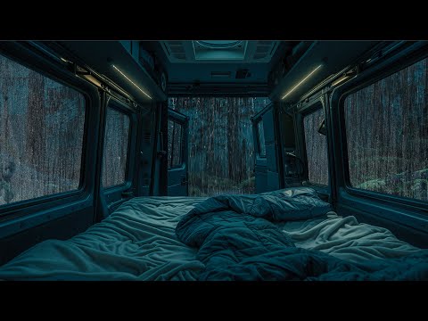 10 Hours⚡️Relaxing Rain on a Van in the Dark Forest | ASMR Sounds to Calm the Mind and Sleep Fast