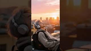“Golden Hour Chill: Rooftop Escape 🌆✨” #calmscenes #peacefulvibes