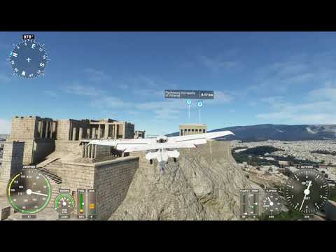 Landing on the Acropolis in Microsoft Flight Simulator 2020