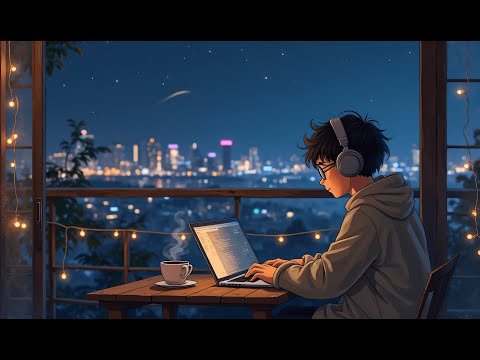 Starry Code Lofi 🌌 Night Study on the Balcony ☕ Chill Beats for Focus & Peace | Lazy Chill Boy
