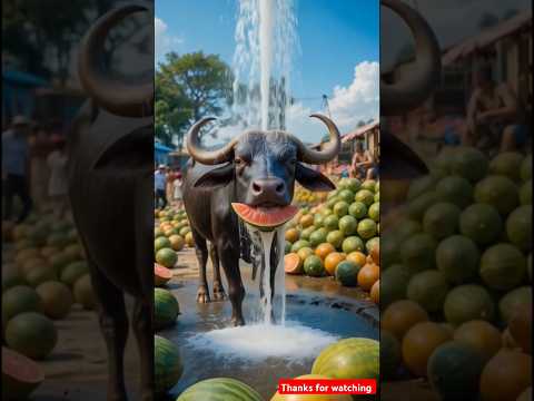 The buffalo gives thousands of liters of milk 🥛 and watermelon juice 🧃 to the farmer 🤮 #ai #buffalo