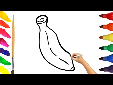 How To Draw cute Banana Drawing, Painting & Coloring For Kids and Toddlers_ Child Art 🐋🌈🎨