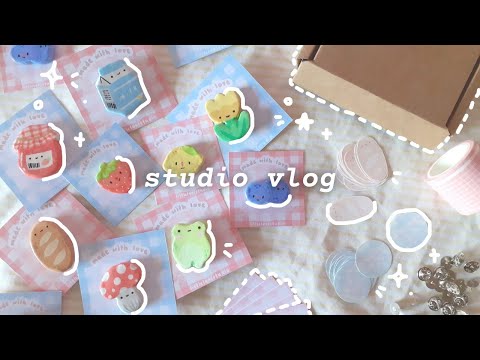 studio vlog 🍓 opening an Etsy shop, making clay pins, eco-friendly packaging