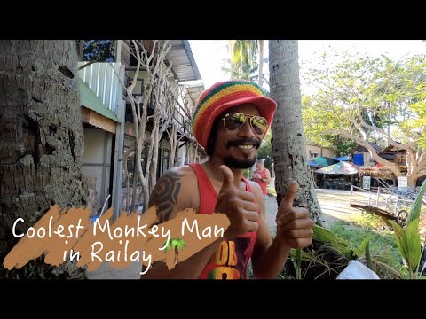 Best Climber Railay 猴子教練14秒赤手空拳爬上椰子樹, 給吉爾吉斯人採椰子！直送新鮮椰子, 許願成功！泰國小島生活