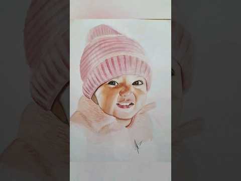 Drawing a baby girl portrait with watercolors #portrait #art #shorts #baby #watercolorpainting