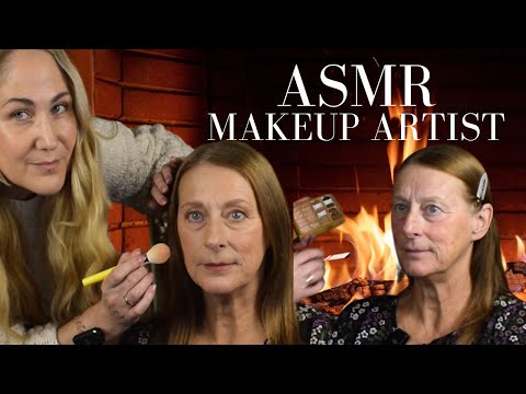 ASMR Makeup artist does fireside makeup applcation (open fire sound)
