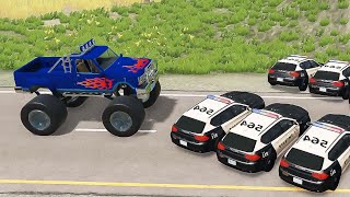 Monster Truck vs Police Cars - BeamNG.drive