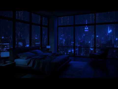 Rain on Window 🌧️ Cozy Bedroom & City Night View for Deep Sleep