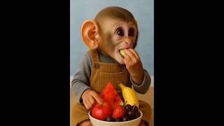 baby monkey eating fruits
