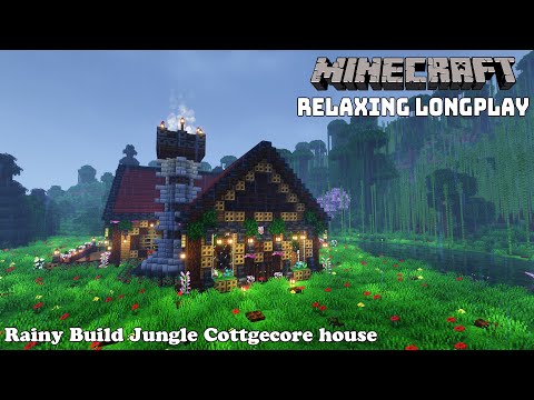 Rainy Jungle Cottagecore - Cozy Cottage House - Minecraft Relaxing Longplay ( No Commentary ) 1.20