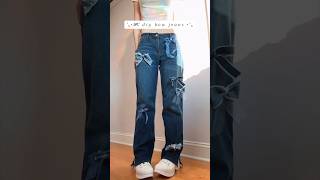 DIY LoveShackFancy Bow Jeans 🎀🤍 #diyfashion #bows #diyclothes