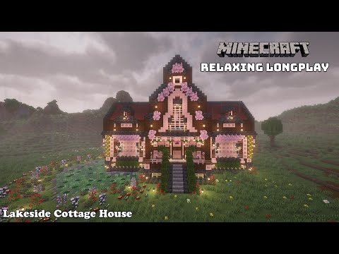 Minecraft Relaxing Longplay - Rainy Build Lake House - Cozy Cottage house -  ( No Commentary )