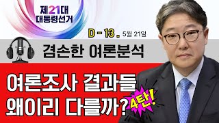 D-13 여론조사 결과들이 왜이리 다를까?  #여론조사꽃 #에브리리서치 #엠브레인 #한길리서치 #박시영